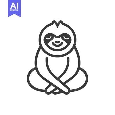 Aset desain premium: Line Drawing of a Sloth Sitting in a Yoga Pose