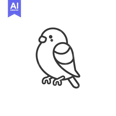Aset premium populer: Line drawing of a small bird with a round body and a short tail