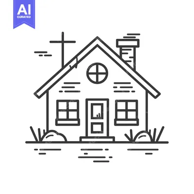 Popular premium asset: Line Drawing of a Small House with a Chimney