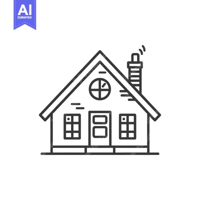 Popular premium asset: Line Drawing of a Small House with a Chimney
