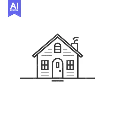Popular premium asset: Line Drawing of a Small House with a Chimney and a Door