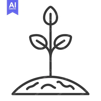 Aset premium populer: Line Drawing of a Small Plant Growing from the Ground