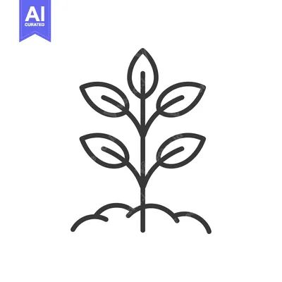 Aset premium populer: Line Drawing of a Small Plant with Four Leaves