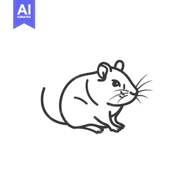 Aset desain premium: Line Drawing of a Small Rodent with Large Ears