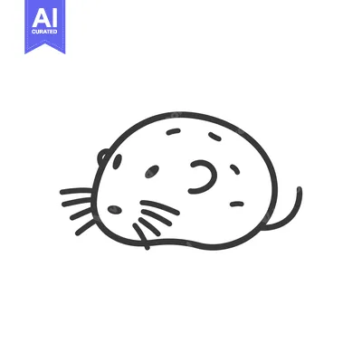 Aset premium populer: Line drawing of a small, round, spotted animal