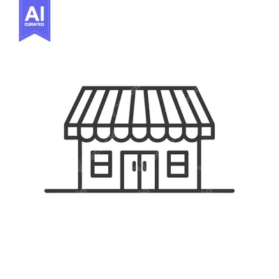 Aset premium populer: Line Drawing of a Small Shop with an Awning