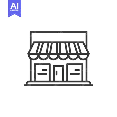 Aset desain premium: Line Drawing of a Small Store with an Awning