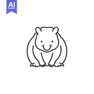 Aset desain premium: Line drawing of a smiling hamster