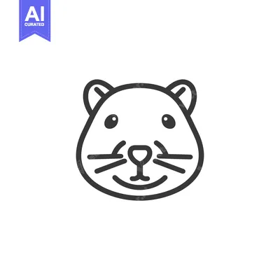 Premium design asset: Line Drawing of a Smiling Hamster's Face
