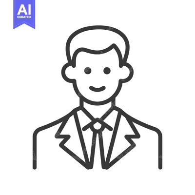 Aset premium populer: Line Drawing of a Smiling Man in a Suit and Tie