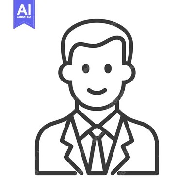 Aset premium populer: Line drawing of a smiling man wearing a suit and tie