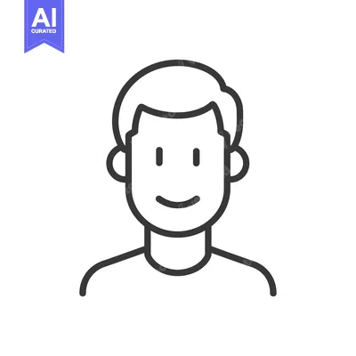 Aset premium populer: Line drawing of a smiling man with short hair