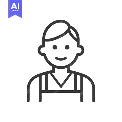 Aset premium populer: Line drawing of a smiling man with short hair and a v-neck shirt