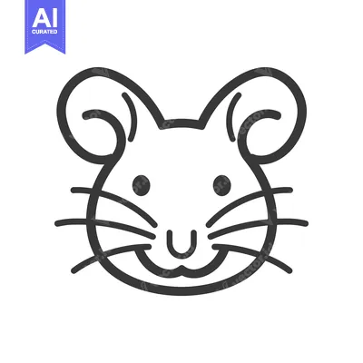 Premium design asset: Line drawing of a smiling mouse face