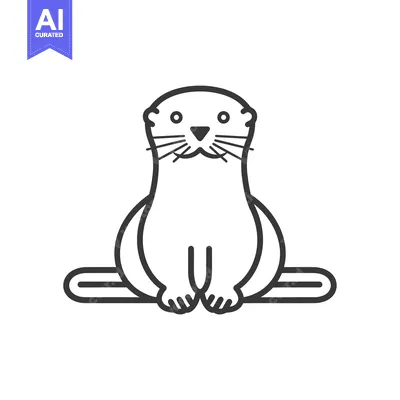 Aset premium populer: Line Drawing of a Smiling Otter Sitting on Its Haunches