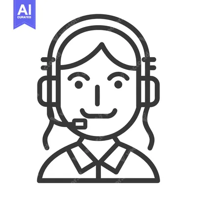 Aset desain premium: Line Drawing of a Smiling Person Wearing a Headset