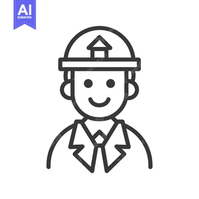 Popular premium asset: Line drawing of a smiling person with a construction helmet and a hous