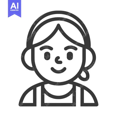 Aset premium populer: Line drawing of a smiling person with headphones