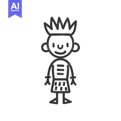 Popular premium asset: Line drawing of a smiling person with spiky hair and a patterned skirt