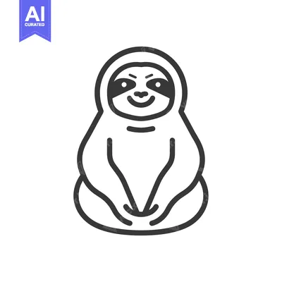 Aset premium populer: Line Drawing of a Smiling Sloth Sitting with Arms Crossed