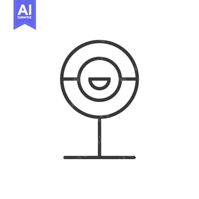Line drawing of a smiling target with a stand