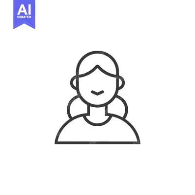 Aset desain premium: Line Drawing of a Smiling Woman with Short Hair
