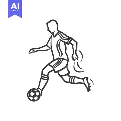 Aset premium populer: Line drawing of a soccer player dribbling a ball