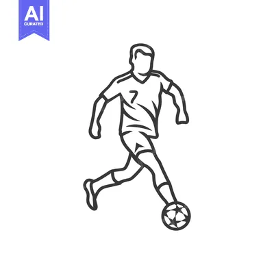 Popular premium asset: Line drawing of a soccer player dribbling the ball