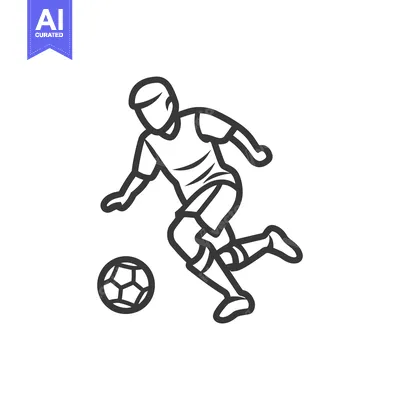 Aset premium populer: Line Drawing of a Soccer Player Dribbling the Ball