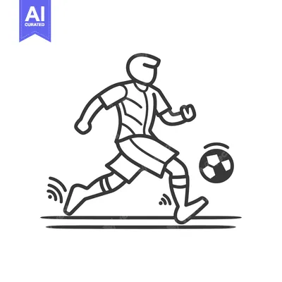 Popular premium asset: Line drawing of a soccer player dribbling the ball