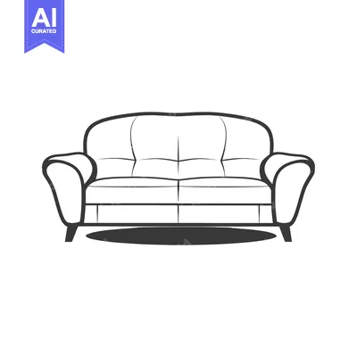 Popular premium asset: Line Drawing of a  Sofa with Tufted Cushions