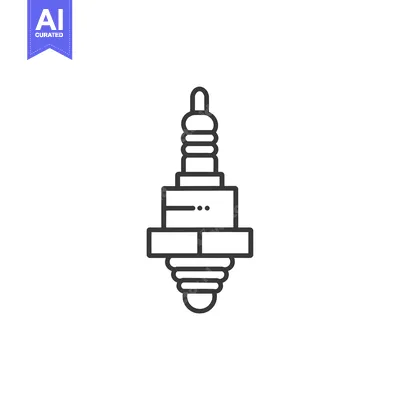 Aset premium populer: Line drawing of a spark plug, an automotive component