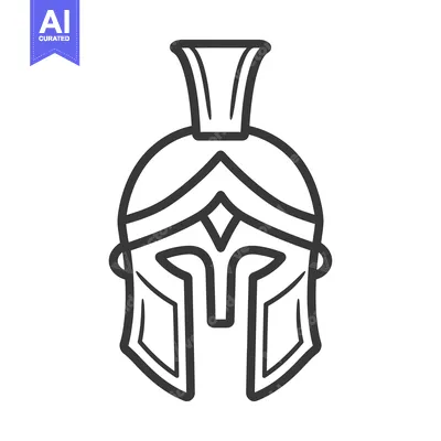 Aset desain premium: Line Drawing of a Spartan Helmet