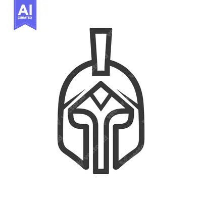 Aset desain premium: Line Drawing of a Spartan Helmet