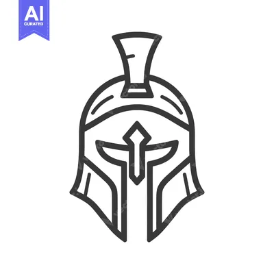 Premium design asset: Line drawing of a spartan warrior helmet