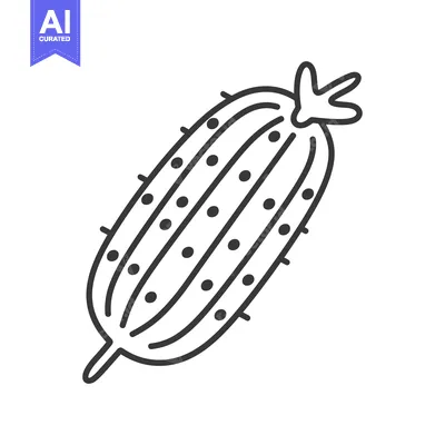 Aset desain premium: Line Drawing of a Spiky, Oblong Cactus with a Flower Bud