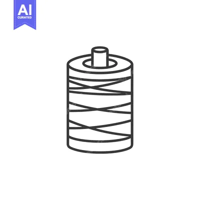 Line drawing of a spool of thread with a cap