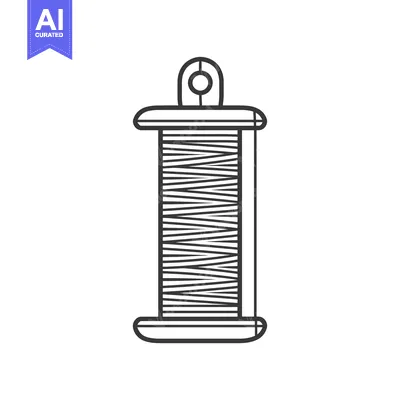 Premium design asset: Line Drawing of a Spool of Thread with a Hook