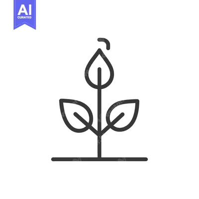 Aset desain premium: Line Drawing of a Sprouting Plant with Three Leaves