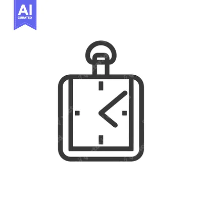 Premium design asset: Line drawing of a square pocket watch with a single hand