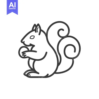 Premium design asset: Line Drawing of a Squirrel Holding a Nut
