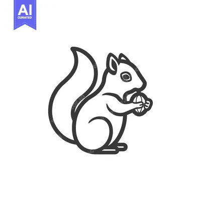 Aset premium populer: Line drawing of a squirrel holding a nut