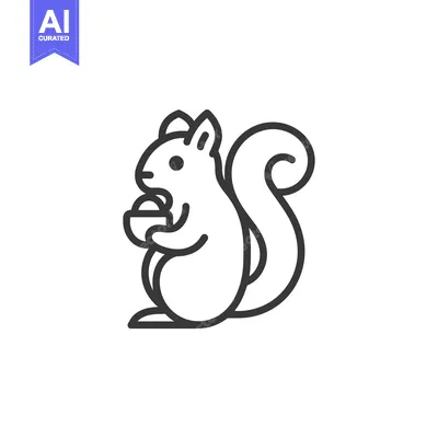 Aset premium populer: Line drawing of a squirrel holding a nut