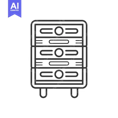 Popular premium asset: Line Drawing of a Stack of Three Drawers