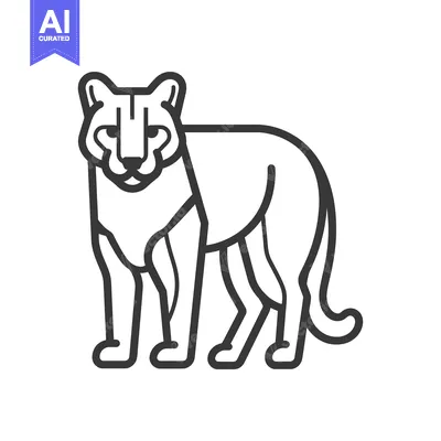 Aset premium populer: Line Drawing of a Standing Cougar