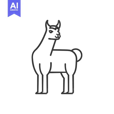 Aset premium populer: Line Drawing of a Standing Llama