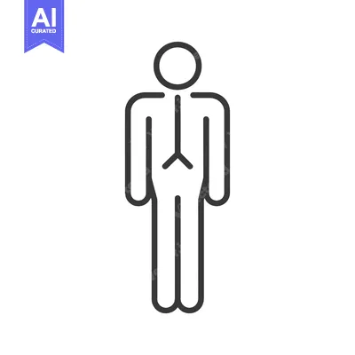 Aset desain premium: Line Drawing of a Standing Man with a Circle for a Head