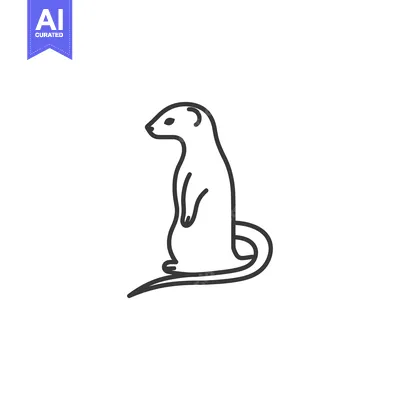Aset premium populer: Line Drawing of a Standing Meerkat
