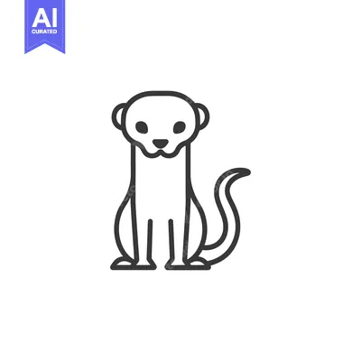 Popular premium asset: Line drawing of a standing meerkat with a curled tail