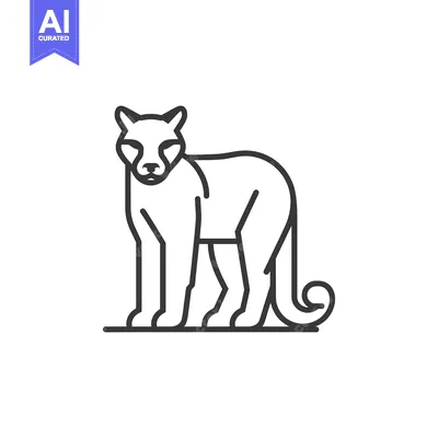 Aset desain premium: Line drawing of a standing ocelot